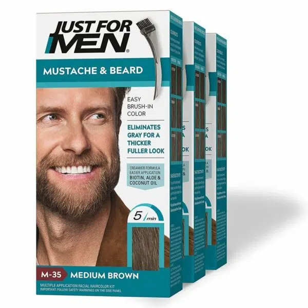 Just For Men Mustache & Beard Color Medium Brown M-35 - Image 3