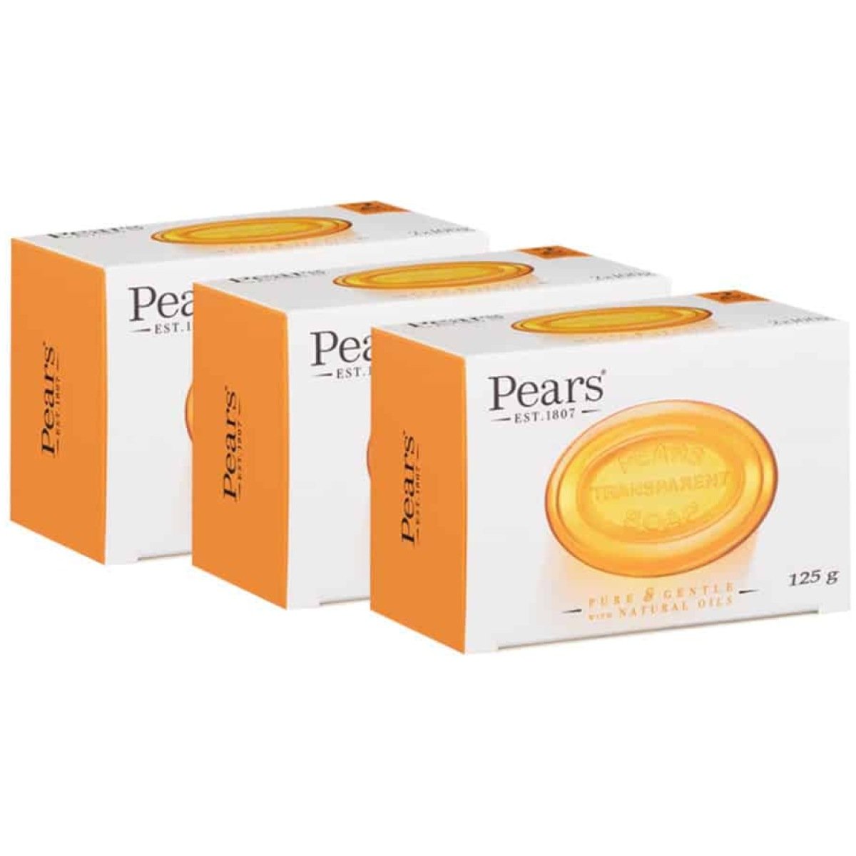 Pears (Imported) Pure and Gentle Soap with Natural Oils 125g (Pack Of 3) (125g*3=375g)