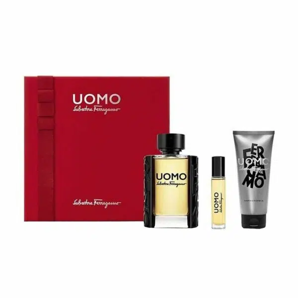 Salvatore Ferragomo Uomo Gift Set Edt 100Ml + Mini Edt 10Ml + Body Wash 100Ml