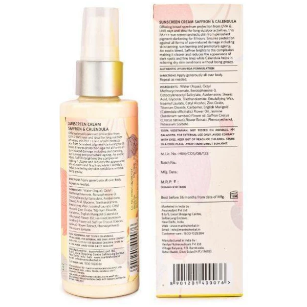 Mantra Herbal Saffron And Calendula Spf 50 Sun Cream 100Ml - Image 3