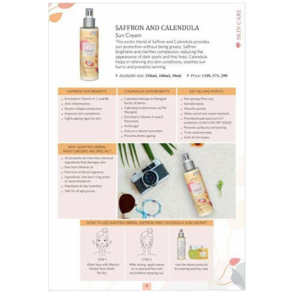 Mantra Herbal Saffron And Calendula Spf 50 Sun Cream 100Ml - Image 4