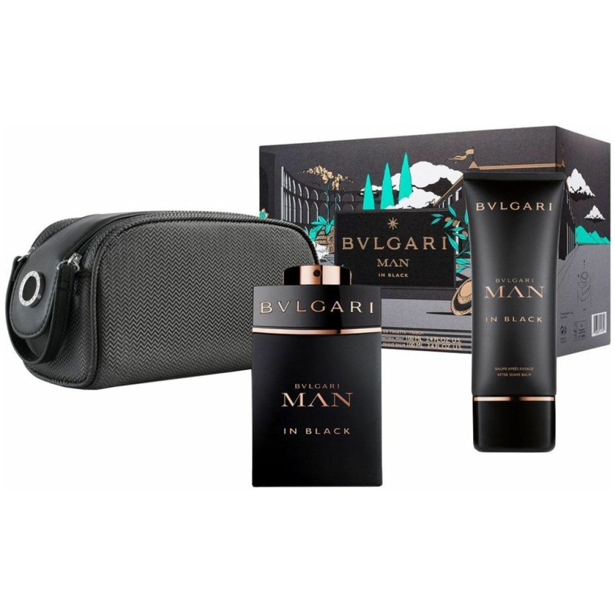 Bvlgari Man In Black Gift Set For Men (EDP 100ml + A/F Shave Balm 75ml + 1 Travel Pouch)