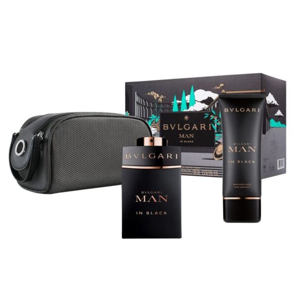Bvlgari Man In Black Gift Set For Men (EDP 100ml + A/F Shave Balm 75ml + 1 Travel Pouch)