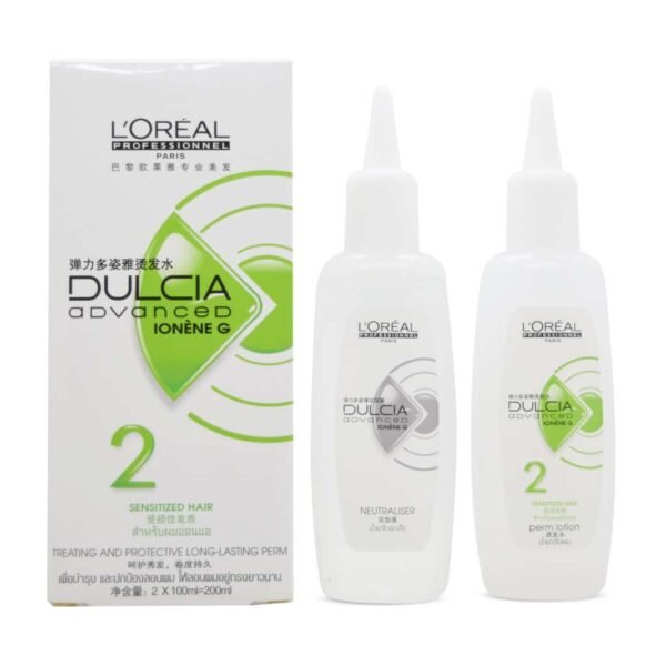 Loreal Professionnel Perm Dulcia Advanced Ionene G Professional Perming Treatment For Long Lasting Curls 2 Sensitized Hair 2*100 ml = 200ml