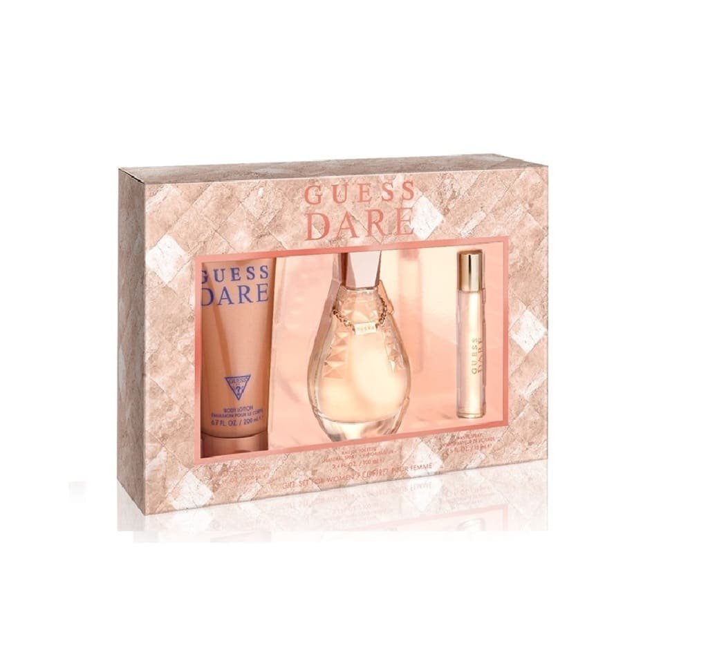 Guess Dare Gift Set For Women (EDT Perfume 100 ml+Mini Perfume 15 ml+Body Lotion 200 ml)