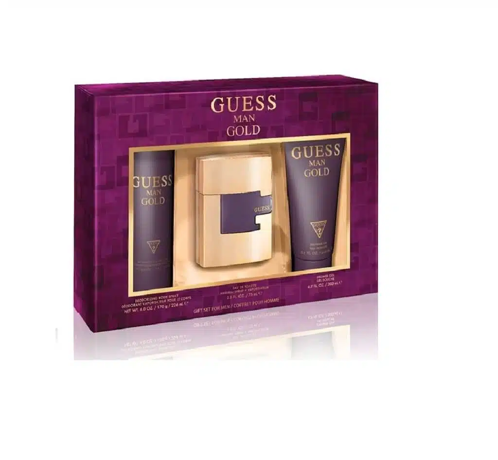 Guess Gold Men Coffret Pour Femme Gift Set For Men(EDT Perfume 75 ml+Shower Gel 200 ml+Deodorant 226 ml)