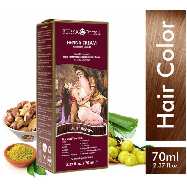 Surya Brasil Plant Based Chemical Free Hair Color Light Brown 70ml