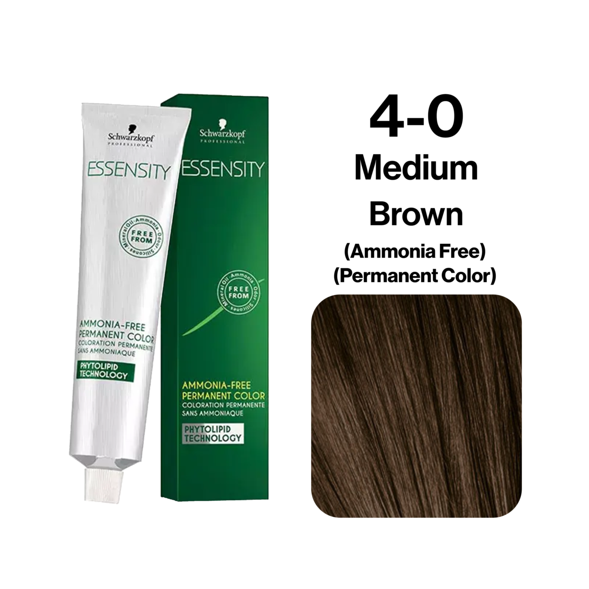 Schwarzkopf Essensity Ammonia Free Hair Color, 4-0 Medium Brown 60ml