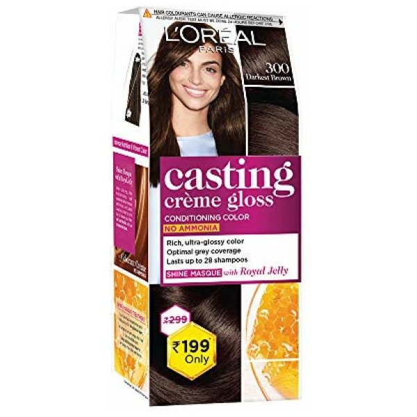 L'Oreal Paris Casting Creme Gloss Hair Color 300 Darkest Brown 21G+24ml