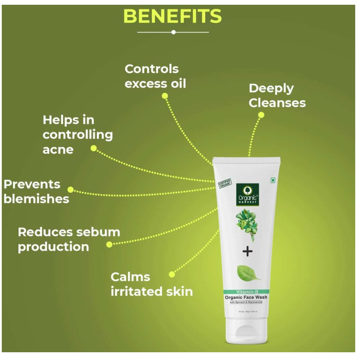 Organic Harvest Face Wash Vitamin B 100G - Image 3
