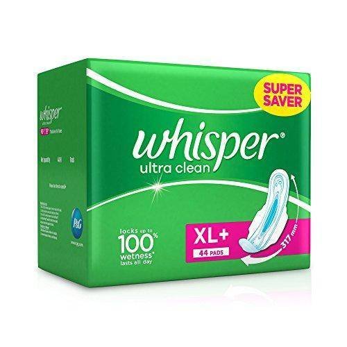 Whisper Ultra Clean Sanitary Pads Xl+ Wings 44 Pieces