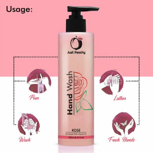 Just Peachy Moisturizing Rose Hand Wash Enriched With Vitamin E 250ml - Image 2