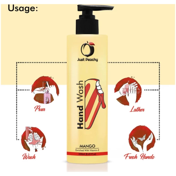 Just Peachy Moisturizing Mango Hand Wash Enriched With Vitamin E 250ml - Image 3