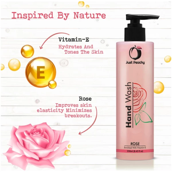 Just Peachy Moisturizing Rose Hand Wash Enriched With Vitamin E 250ml - Image 4