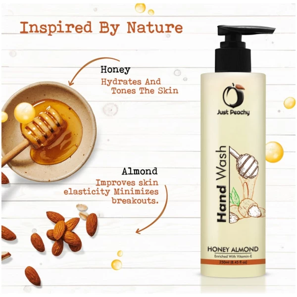 Just Peachy Moisturizing Honey Almond Hand Wash Enriched With Vitamin E 250ml - Image 4