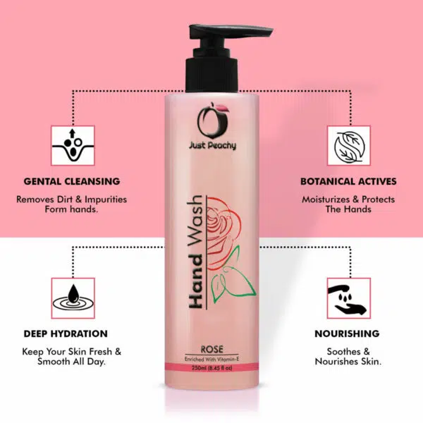 Just Peachy Moisturizing Rose Hand Wash Enriched With Vitamin E 250ml - Image 5