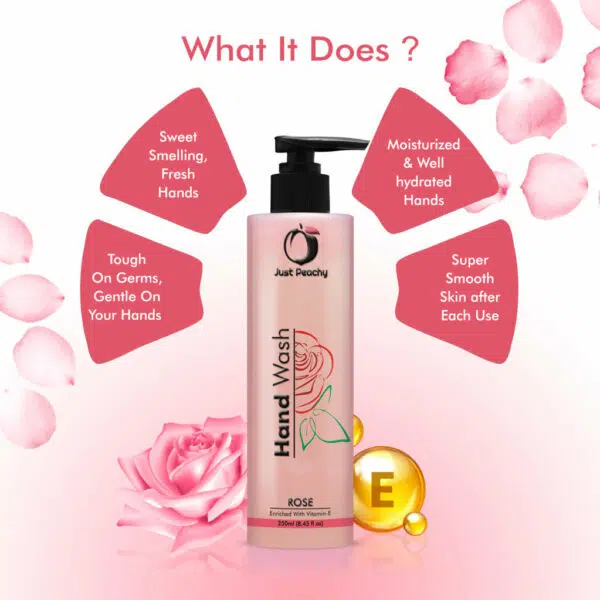 Just Peachy Moisturizing Rose Hand Wash Enriched With Vitamin E 250ml - Image 6
