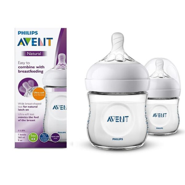 Avent Natural Polypropylene Baby Bottle Pack of 2 - 260 ml - Image 2
