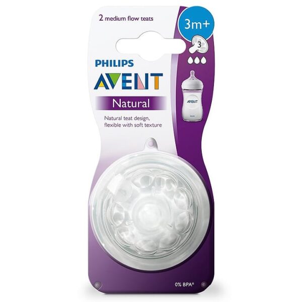 Avent Natural Teat Medium Flow - Pack of 2