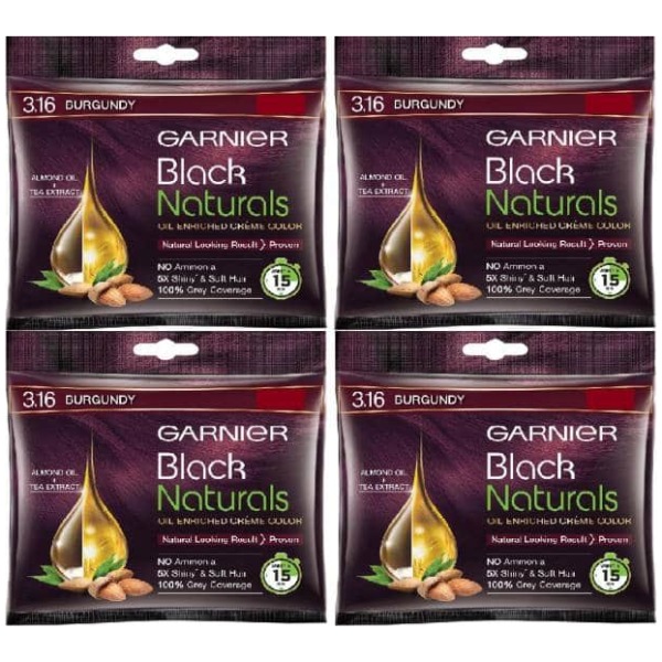 Garnier Black Naturals Oil-Enriched Cream Hair Color Burgundy 8 X ( 20 ml + 20 g ) Packs 3.16 - Image 2