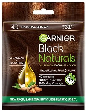 Garnier Black Naturals Oil-Enriched Cream Hair Color Natural Brown 8 X ( 20 ml + 20 g ) Packs 4.0 Garnier Black Naturals Oil-Enriched Cream Hair Color Natural Brown 8 X ( 20 ml + 20 g ) Packs 4.0