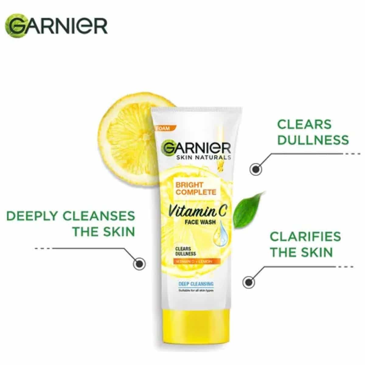 Garnier Bright Complete Vitamin C Face Wash With Lemon Extracts Fights Dullness 50g