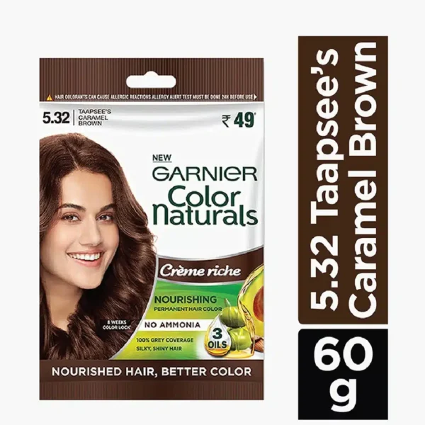 Garnier Color Natural Creme Riche Sachet Taapsee's Caramel Brown 5.32 (Pack Of 8) - Image 2