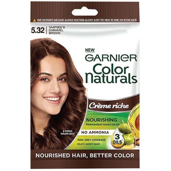 Garnier Color Natural Creme Riche Sachet Taapsee's Caramel Brown 5.32 (Pack Of 8)