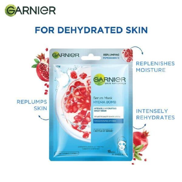 Garnier Hydra Bomb Face Serum Sheet Mask - Makes Skin Supple & Moisturised 28 g - Image 2