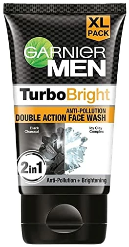 Garnier Men Turbo Bright Anti-Pollution Double Action Charcoal Facewash 150g Garnier Men Turbo Bright Anti-Pollution Double Action Charcoal Facewash 150g
