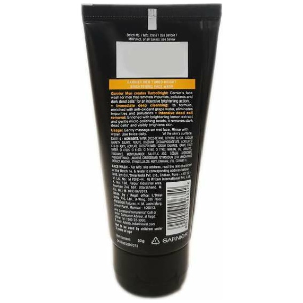 Garnier Men Turbo Bright Brightening Face Wash 50 gm - Image 2