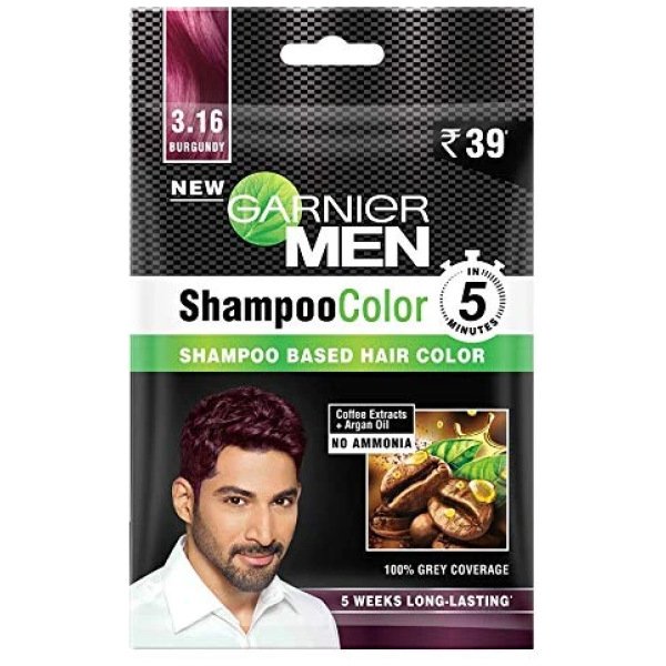 Garnier men shampoo color in 5 minutes shampoo hair color 3.16 Burgundy (Pack Of 8)