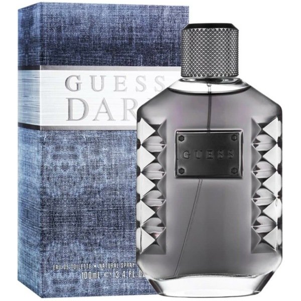 Top notes of Guess Dare open with a blend of kumquat, lemon blossom and pear blossom; Adding up to cactus blossom in the heart surrounded with wild rose and elegant jasmine; Base notes provide the exotic scent of coconut accords, while blond wood