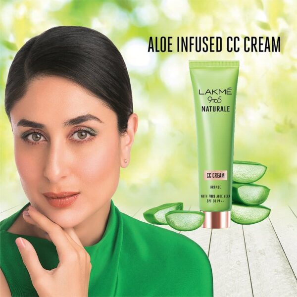 Lakme 9 To 5 Naturale Cc Cream Bronze Spf 30 Pa++ With Aloe Vera Conceals Dark Spots & Blemishes 30 G - Image 2