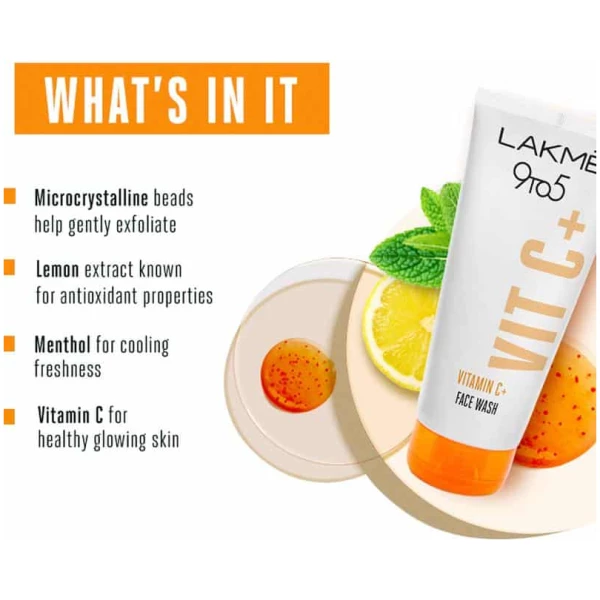 Lakmé 9to5 Vitamin C Facewash, 100g - Image 2