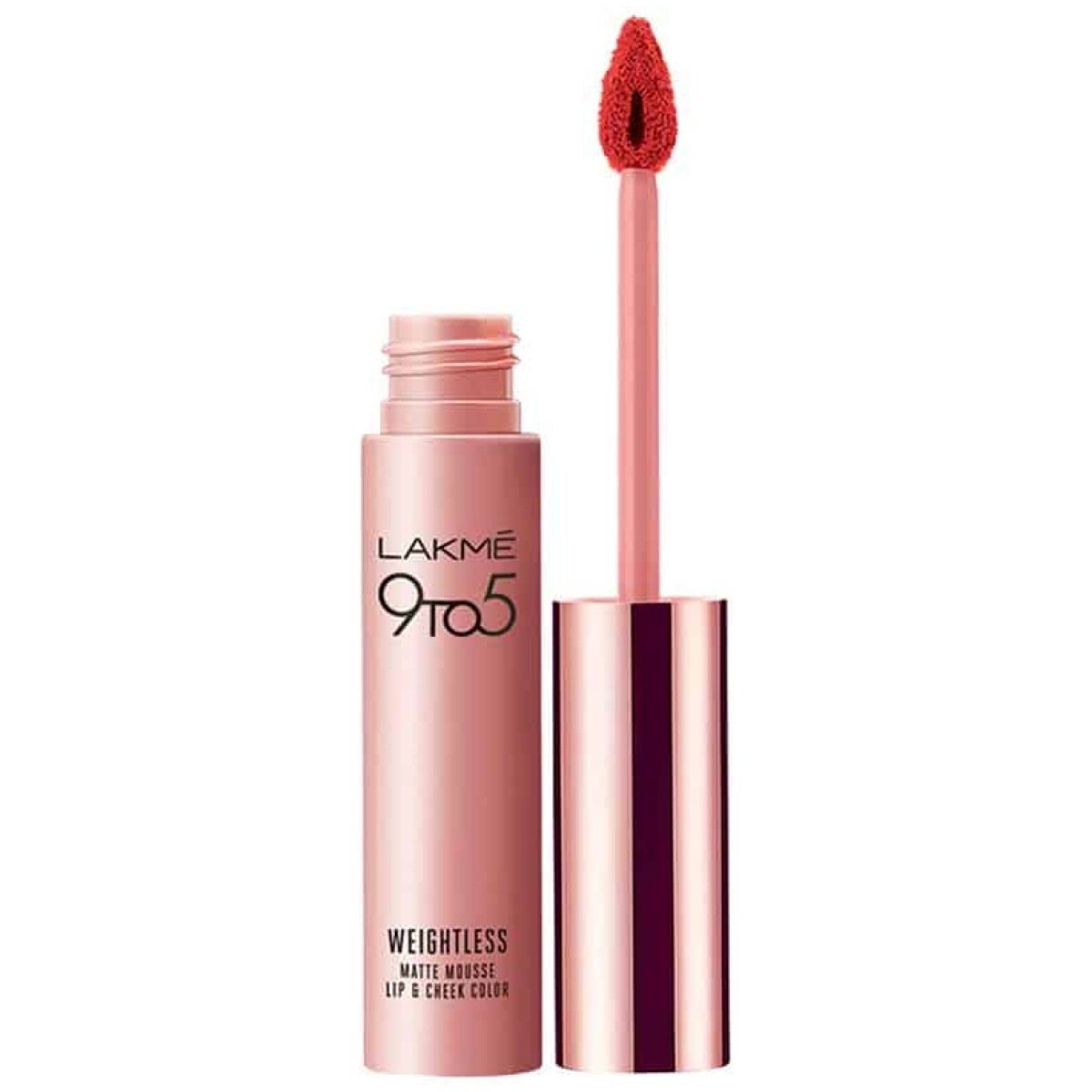Lakme 9 to 5 Weightless Matte Mouse Lip & Cheek Color, Coral Cushion 9 g - Image 1