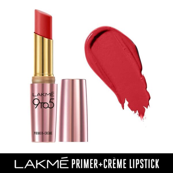 Lakme 9To5 Primer + Crème Lip Color, Red Rage CR3, 3.6 g