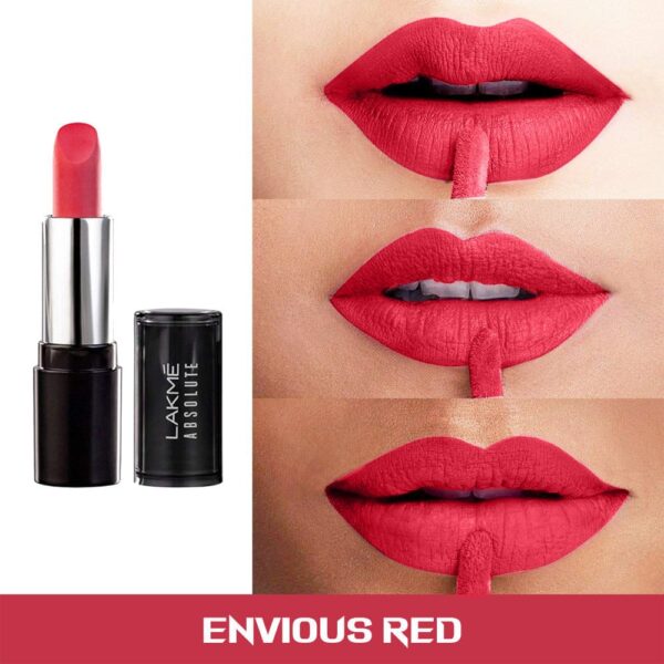 Lakme Absolute Matte Revolution Lip Color 102 Envious Red - Image 2