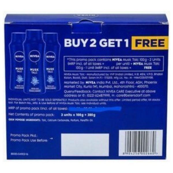 Nivea Musk Talc 100Gm ( Buy 2 Get 1) - Image 2