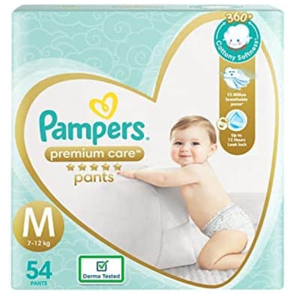 Pampers Premium Care Pants Medium size baby diapers 54 Count