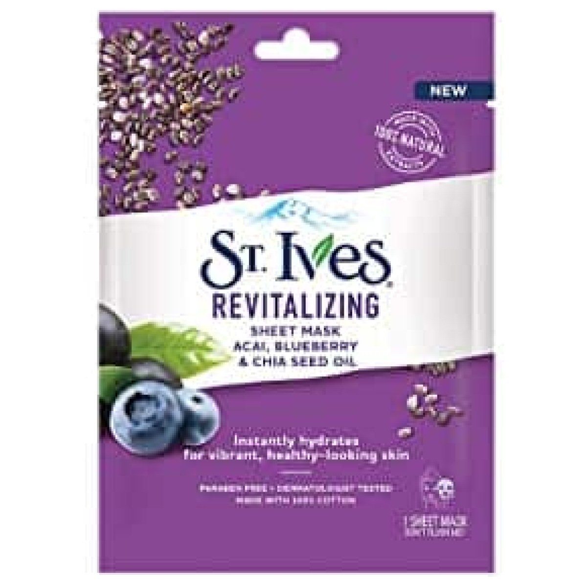 St. Ives Revitalizing Blueberry & Chia Seed Oil Sheet Mask 1