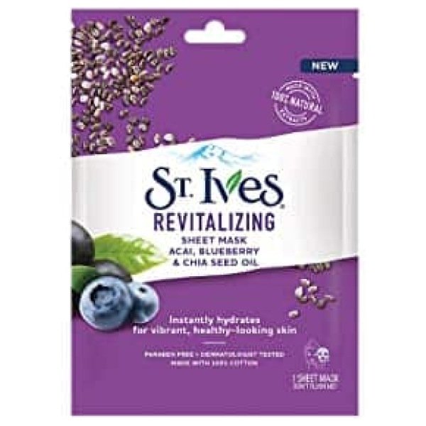 St. Ives Revitalizing Blueberry & Chia Seed Oil Sheet Mask 1