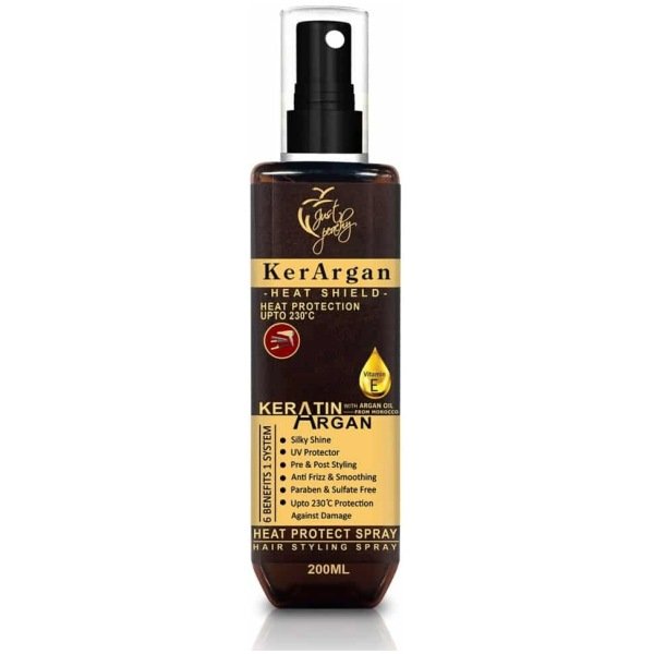 Just Peachy Kerargan Keratin Argan Oil Vitamin E Heat Protect Hair Styling Spray 200ml