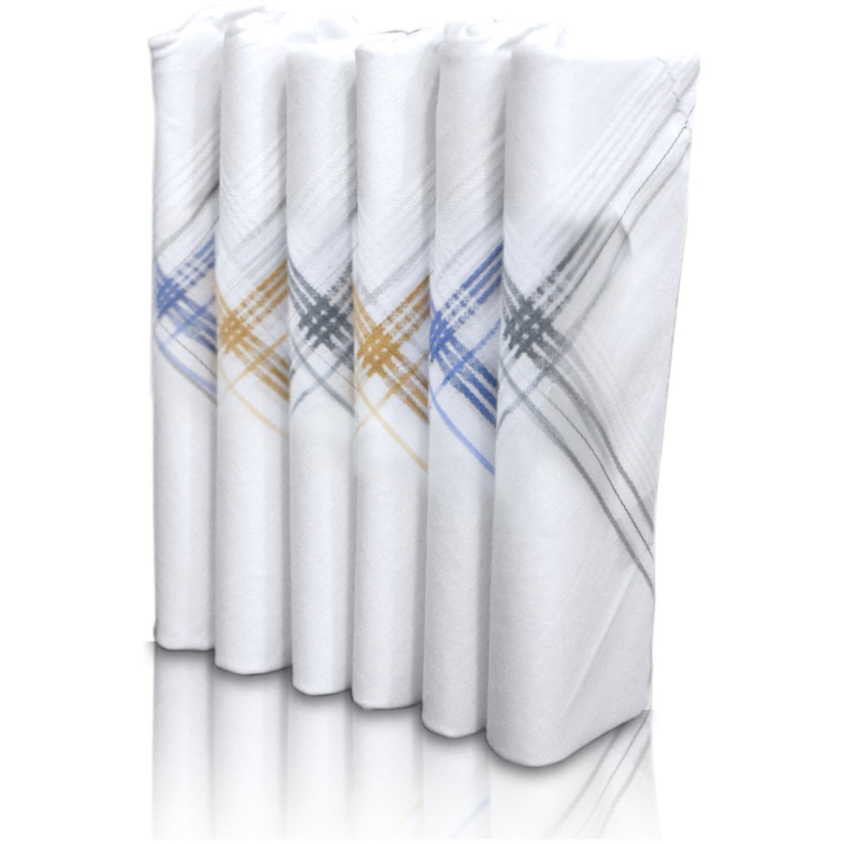 SHELTER Premium HandKerchiefs 100% | Cotton Hankies White With Color Border | Size 46 x 46 CM Pack of 6