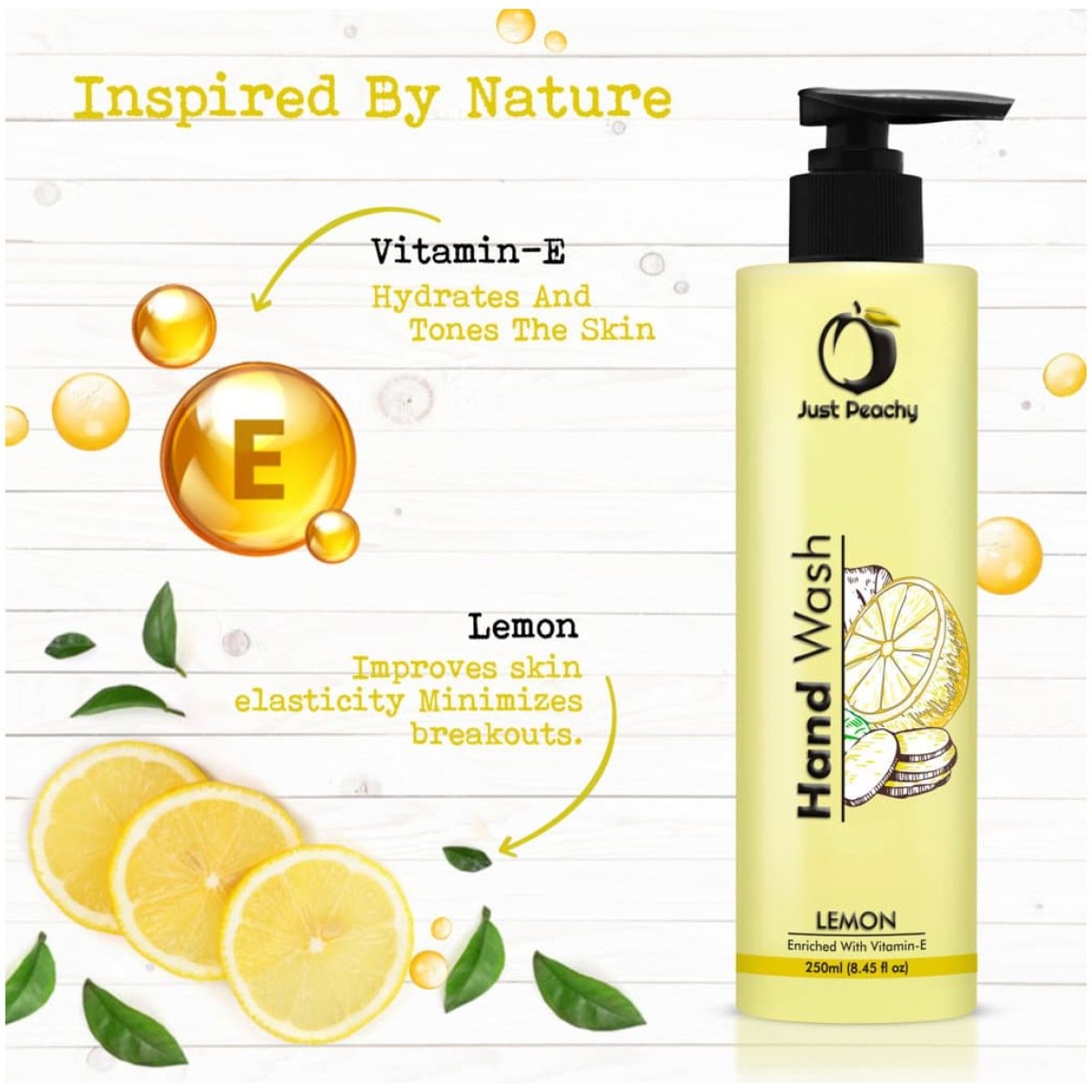 Just Peachy Moisturising Lemon Hand Wash Enriched With Vitamin E 250ml