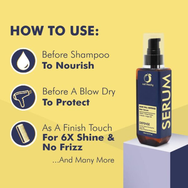 Just Peachy Hair Fall Defense Hair Treatment Serum Keratin Moroccan Argan Oil For Dull Weak & Thinning Hair 100ml