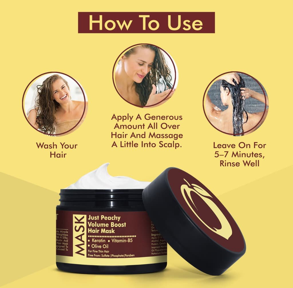 Just Peachy Volume Boost Hair Treatment Mask Keratin Olive Oil & Pro Vitamin B5 200ml