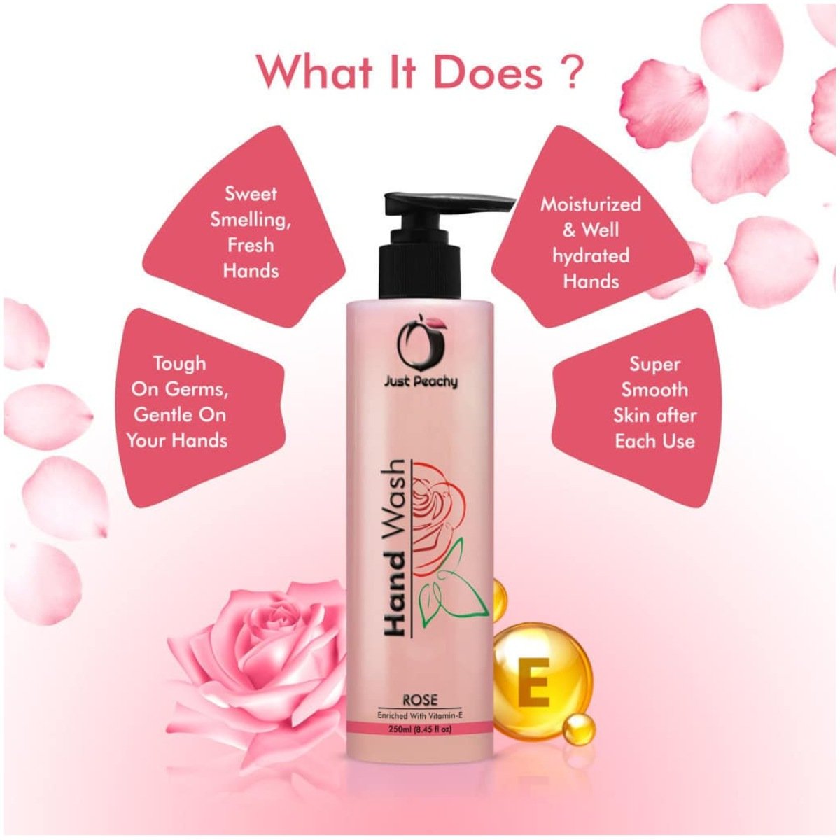 Just Peachy Moisturising Rose Hand Wash Enriched With Vitamin E 250ml