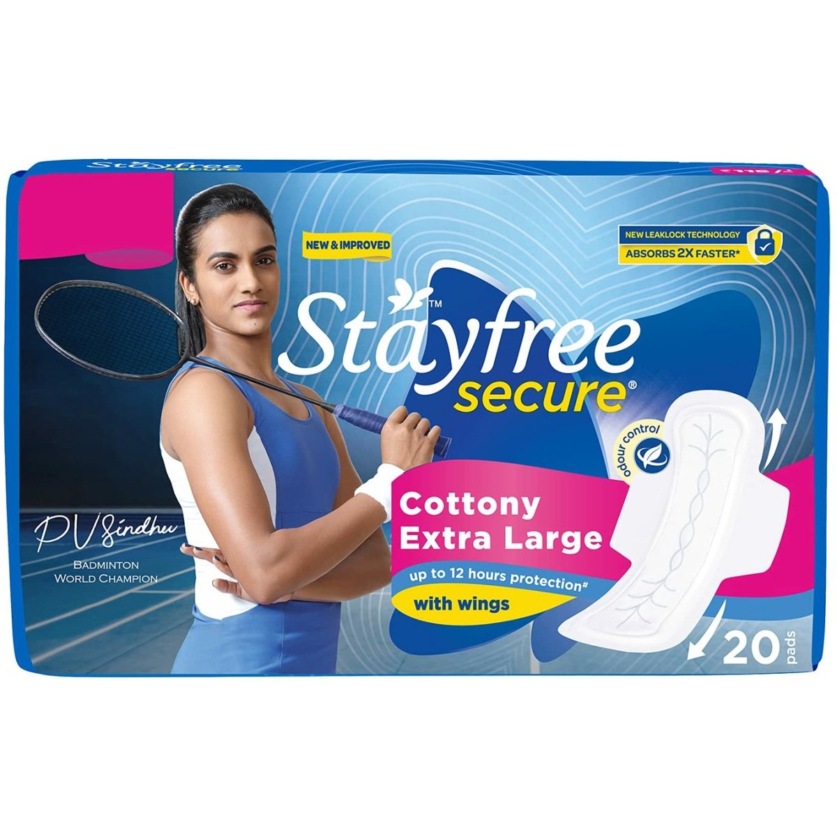 Stayfree Secure Cottony Soft Cover With Wings Sanitary Pads XL 20