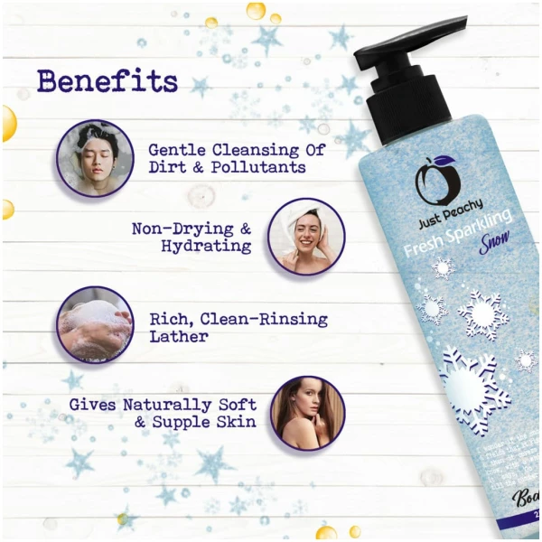 Just Peachy Fresh Sparkling Snow Shower Gel Enriched With Jojoba & Vitamin E 250ml